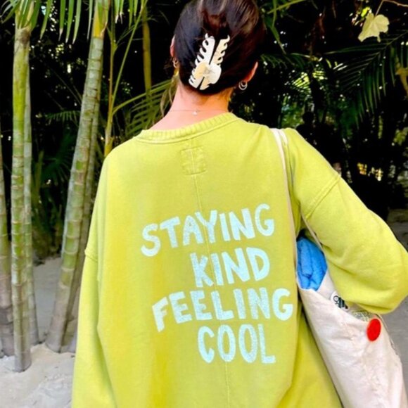 Aerie Down To Earth Crew Sweatshirt Staying Kind Feeling Cool Oversized Size M - Picture 1 of 3